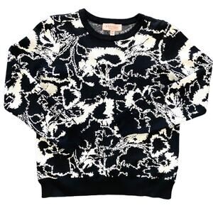 Philosophy Sweater Women's Small Petite Black & White Abstract Print Sweater